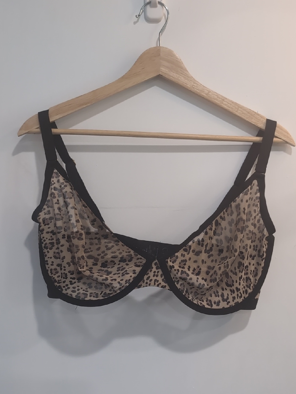 CUUP The Plunge Leopard-Print Sheer Underwire Bra Size 38G